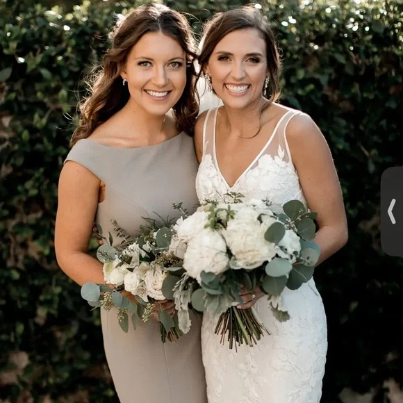 Azazie Grey Jersey Material Floor Length Dress - Picture 6 of 6